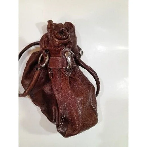 Leather Purse B.MAKOWSKY Raisin Brown Belted Clip Shoulder Bag -VERY NICE - Picture 6 of 16
